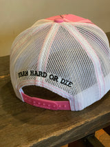 Classic Trucker Hat Pink Plaid - Farm Hard or Die