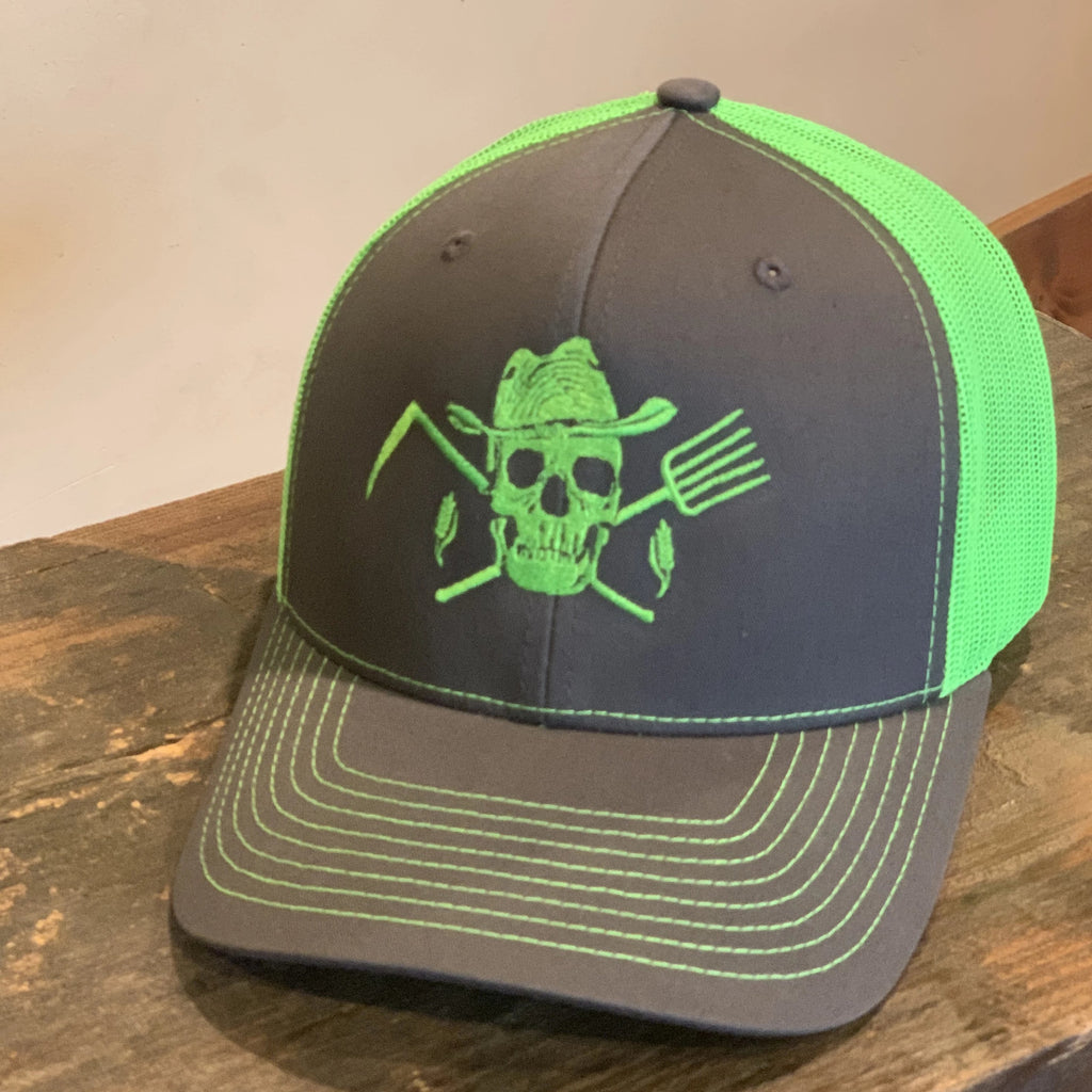 Classic Trucker Hat Charcoal & Neon Green