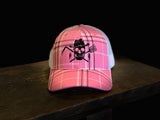 Classic Trucker Hat Pink Plaid - Farm Hard or Die