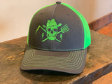 Classic Trucker Hat Charcoal & Neon Green - Farm Hard or Die